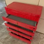 Luxury Red Lacquered Sideboard Cabinet with Brass Knob Drawers